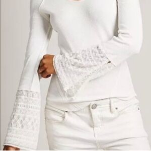 Free People Thermal Juliet Lace Cuff Waffle Top Fairy Festival Y2K